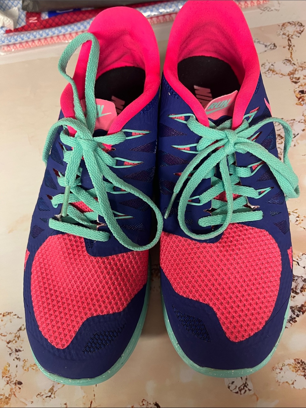 Nike Bright Pink & Navy Athletic Sneakers with Mint Laces